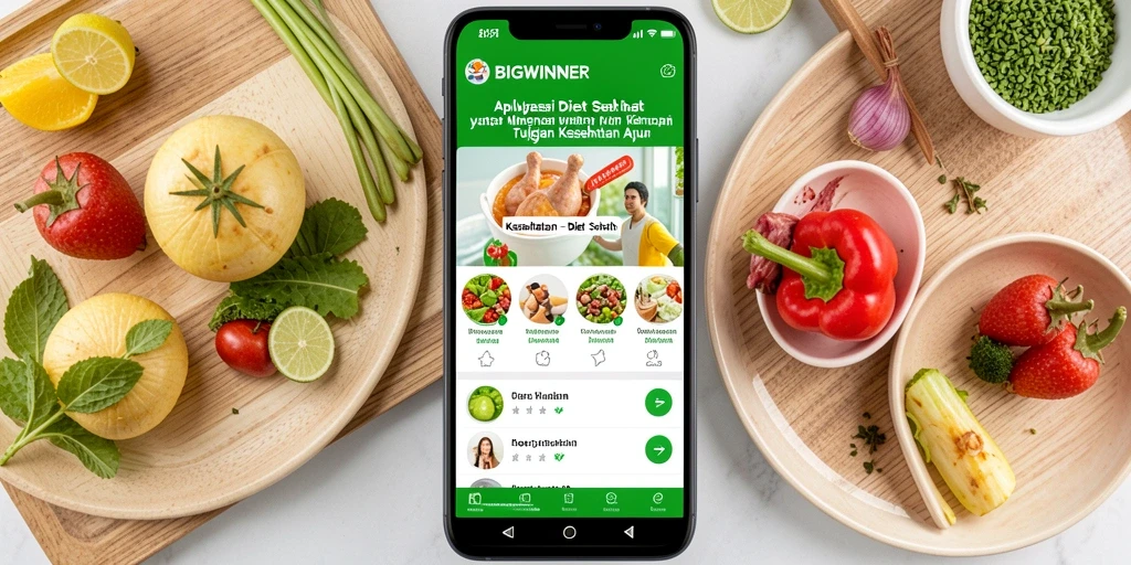 Tampilan antarmuka aplikasi BIGWINNER untuk Diet Sehat.