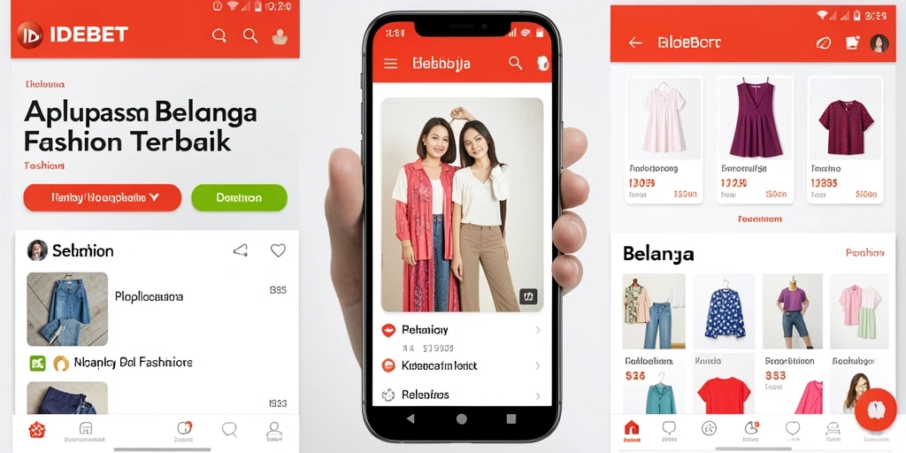 Screenshot utama IDEBET menampilkan fitur belanja fashion yang menarik.