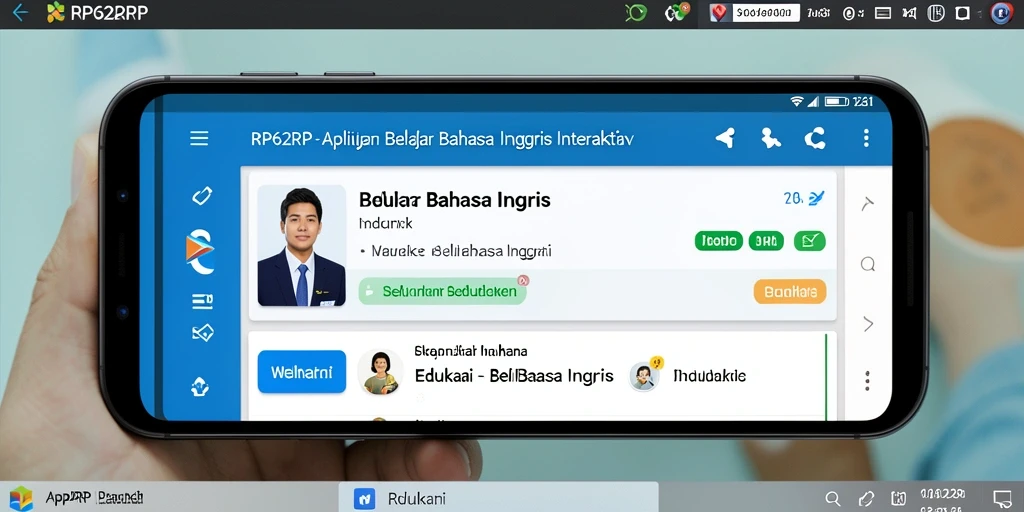 Antarmuka interaktif aplikasi RP62RP untuk belajar Bahasa Inggris.