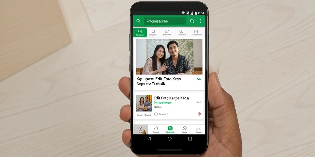 Tampilan antarmuka RP8 dengan efek Edit Foto Kertas Kaca.