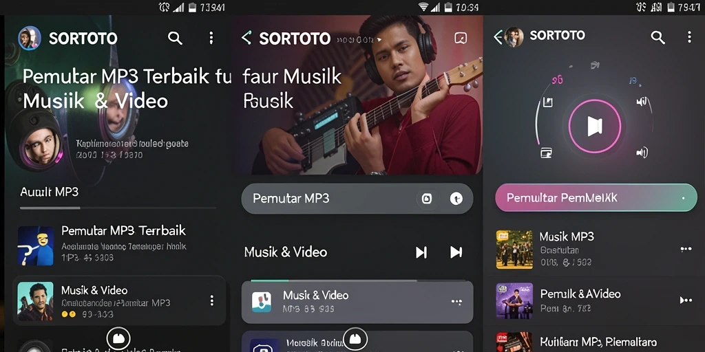 Antarmuka SORTOTO yang elegan dan mudah digunakan untuk pemutar MP3.